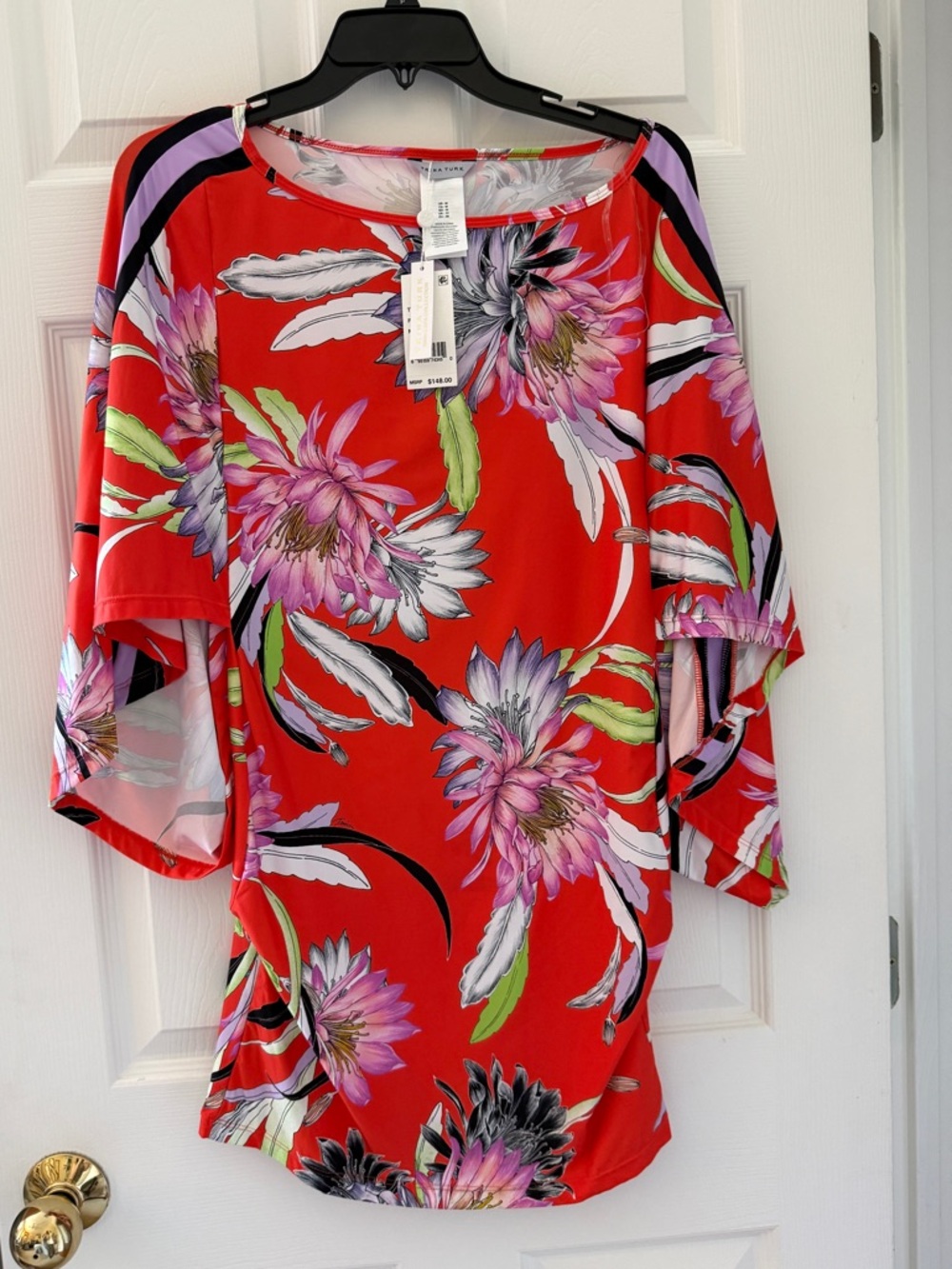 NEW* Trina Turk Shangri La Orange Floral Tunic Cover-Up NWT M $148 - Picture 4 of 8
